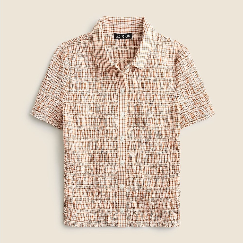 J. Crew Women’s Smocked Gingham Button Up